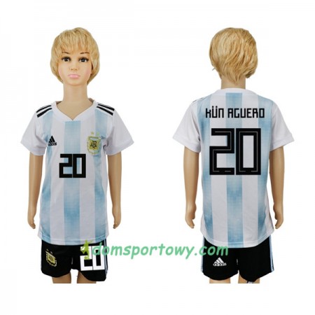 Koszulka Argentyna Kun Aguero 20 Dziecięcy Domowe Koszulki Piłkarskie Mistrzostwa Świata 2018